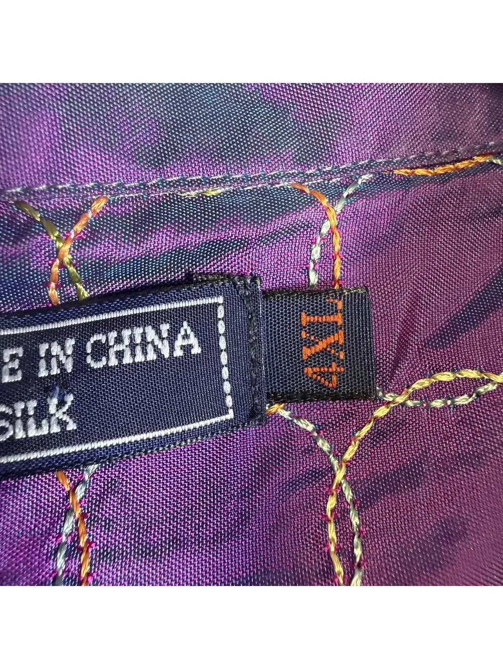Vintage Coogi Men's 4XL XXXXL Iridescent Purple Striped Button Down Shirt Silk - Picture 4 of 10